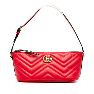 GUCCI Red Leather GG Marmont Shoulder Bag